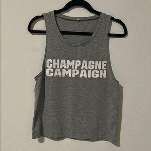 Champagne Campaign Gray Tank Top with White Print